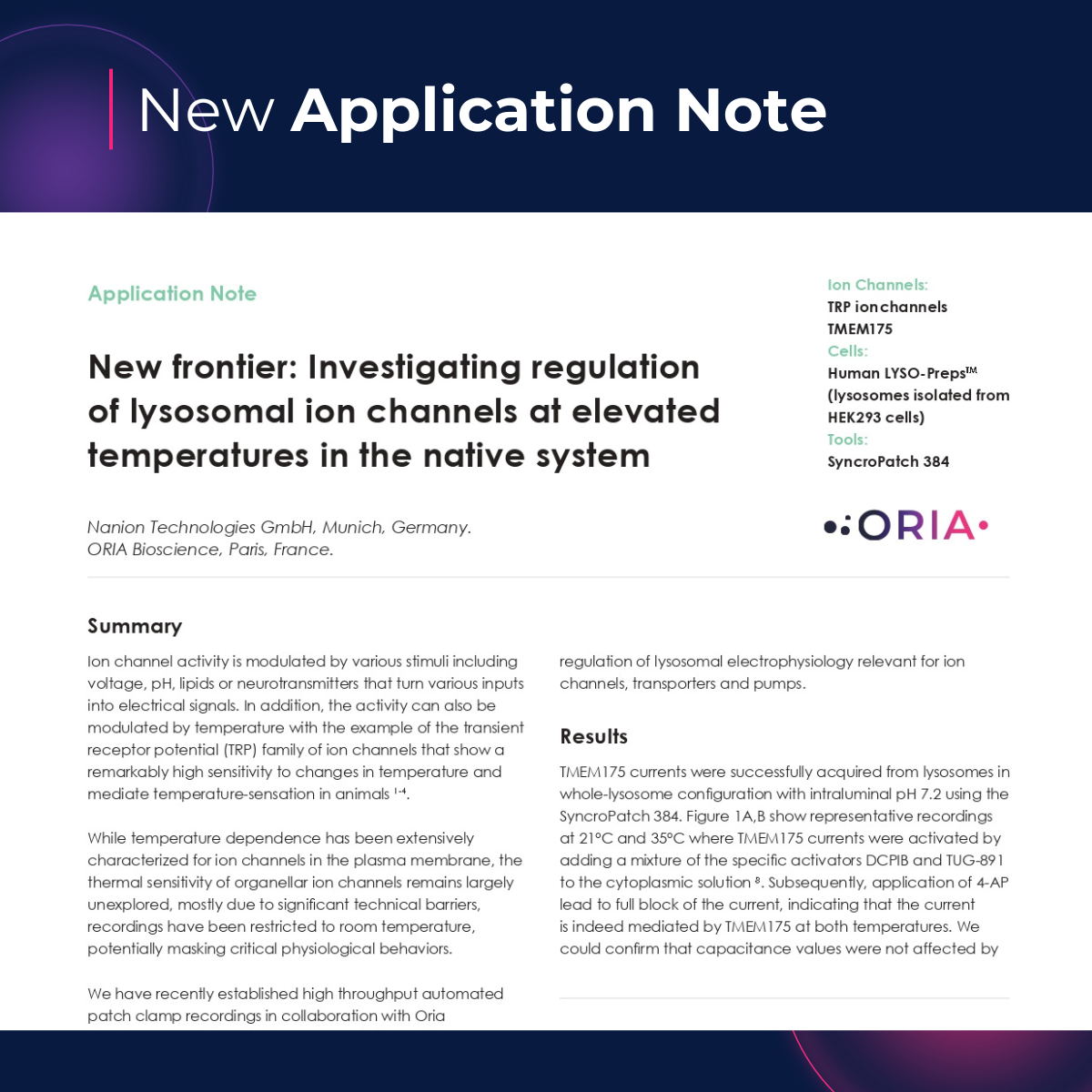 ORIA x Nanion: Recording ion channels currents at body temperature